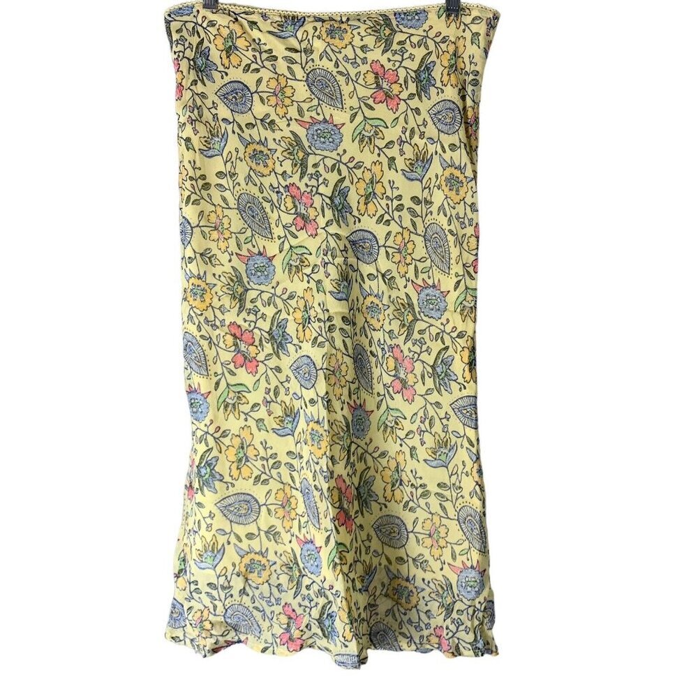 Hennes 14 Skirt Knee Midi Length Multicolor Floral Print Elastic Waistband Lined
